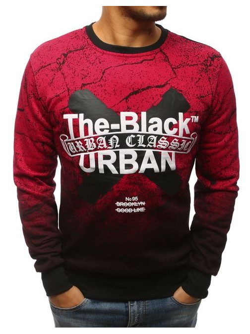 Piros fekete feliratos pulóver THE BLACK URBAN