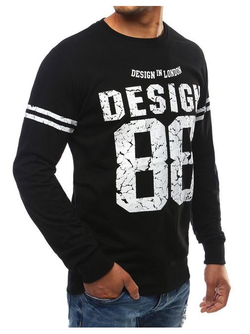 Divatos fekete feliratos pulóver DESIGN 88
