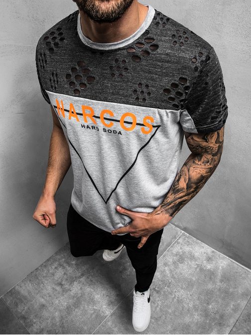 Szürke póló NARCOS felirattal JS/KS2084Z