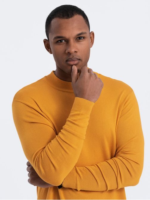 Trendi mustárszínű félgarbó pulóver  V5 SWTN-0100