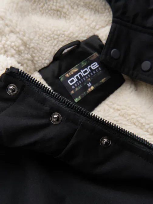 Trendi fekete téli parka kabát V4 JALJ-0181