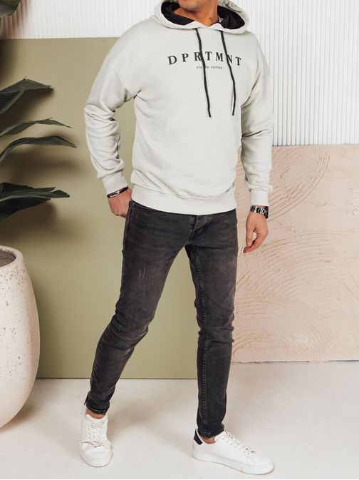 Szürke kapucnis pulóver felirattal