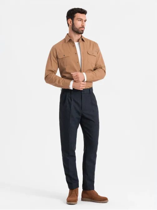 Camel színű lezsér ing zsebekkel V2 SHCS-0146