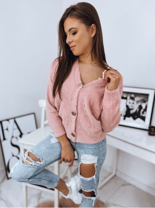 Rózsaszín női gombos pulóver Rosie