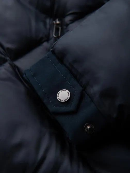 Férfi kabát télire kék színben V2 OM-JAHP-0237 OM-JAHP-0237