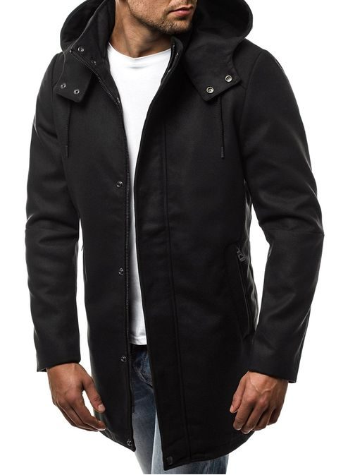 Kapucnis fekete kabát OZONEE N/5440