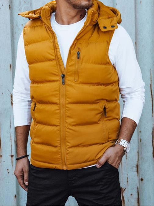 Trendi sárga mellény kapucnival