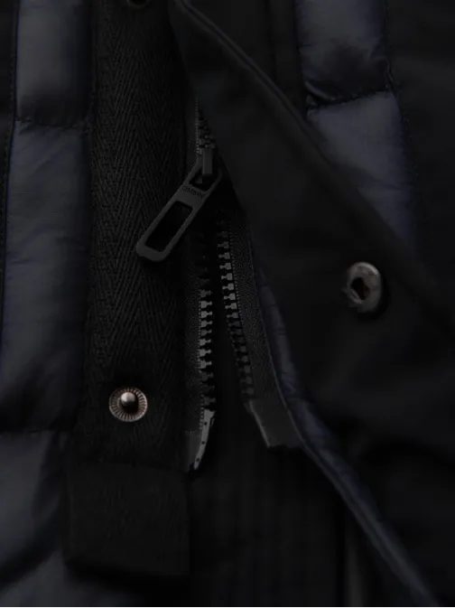 Steppelt fekete-kék férfi parka zsebekkel V1 JALJ-0308