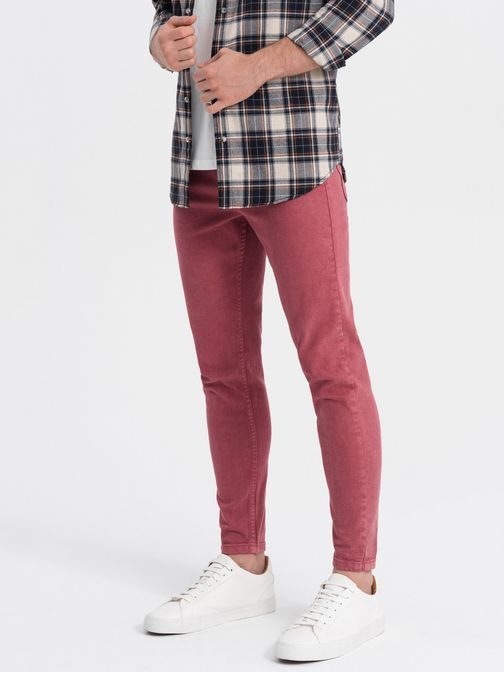 Elegáns piros farmer nadrág P1058