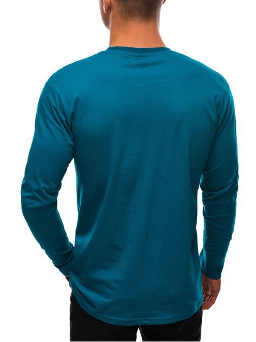 Türkizkék hosszú ujjú pamut póló felirattal  L85