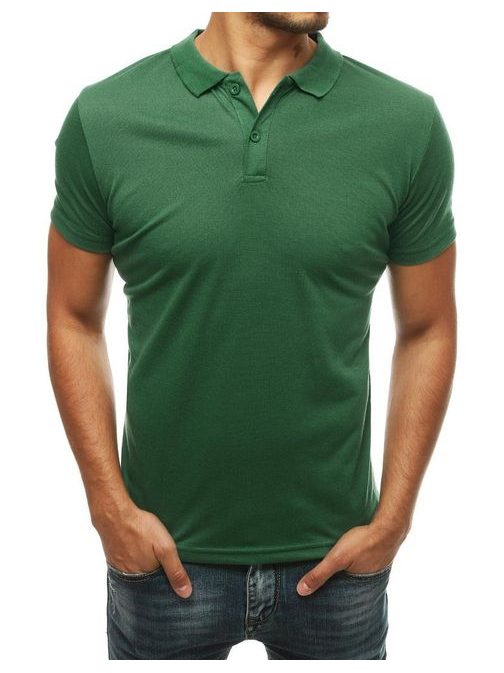 Egyszínű sötét zöld galléros póló