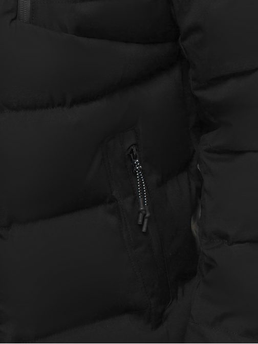 Kényelmes fekete téli dzseki JS/J1906