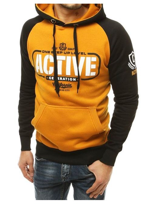 Mustár sárga kapucnis pulóver ACTIVE