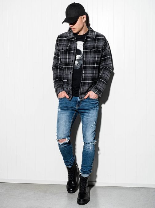 Szürke kockás átmenti dzseki c428