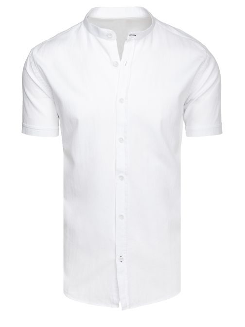 Fehér ing rövid ujjú, gallérral és gallérral
