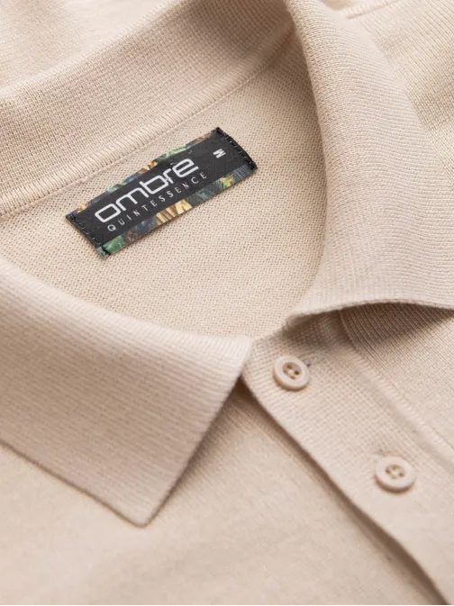 Trendi bézs galléros póló  V4 POSS-0118