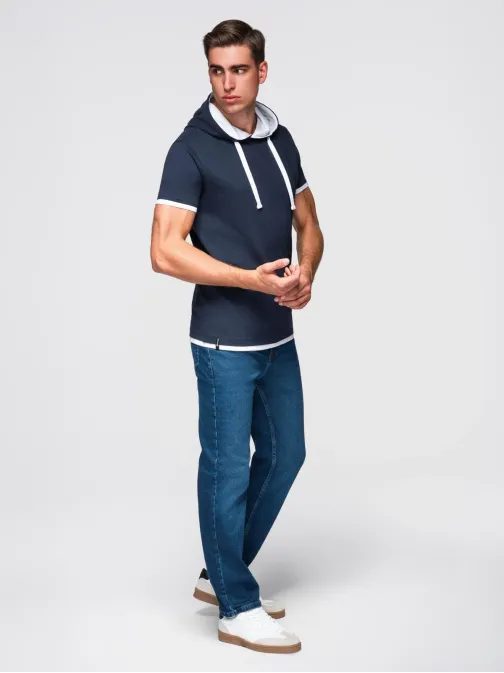 Egyedi sötétkék kapucnis póló  V4 TSCT-0256