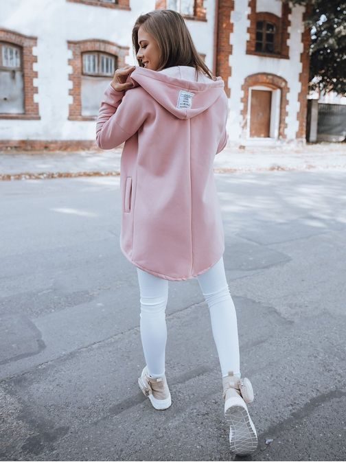 Stílusos rózsaszín női kapucnis pulóver Sierra