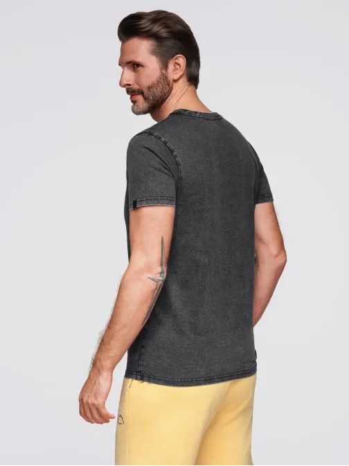 Fekete férfi póló mosott mintával V1 TSWT-0116