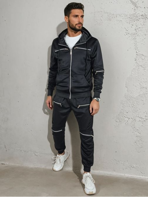 Eredeti fekete tréningruha dekoratív cipzárakkal