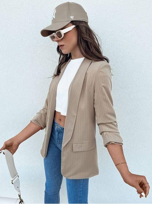 Csíkos teve színű női zakó Opton