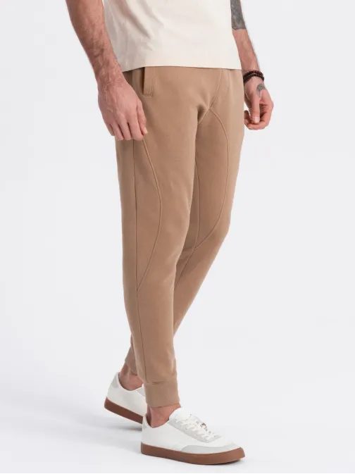 Barna melegítő nadrág divatos varrással  V2 PABS-0173