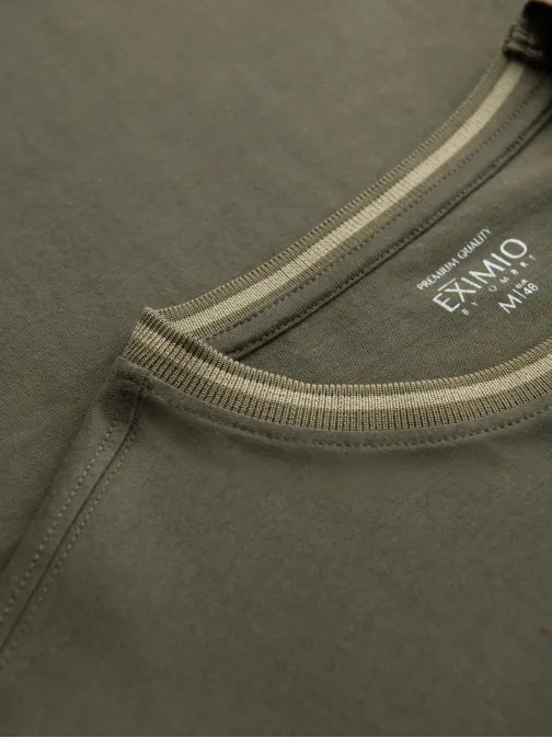 Modern olajzöld hosszú ujjú póló V1 logóval LSCL-0128