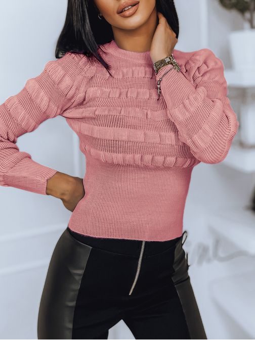 Rózsaszín női pulóver különleges kivitelben Ashley