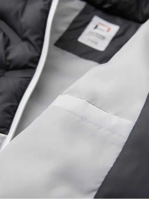 Divatos grafit-fehér steppelt kabát V3 JALP-0206