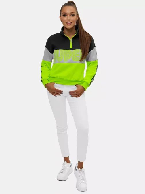 Kényelmes fekete-zöld női pulóver JS/B26019Z