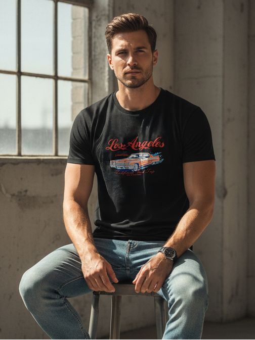 Fekete póló eredeti autó-nyomattal