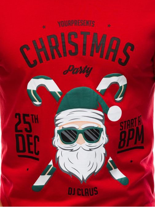 Piros póló karácsonyi motívummal  S1512