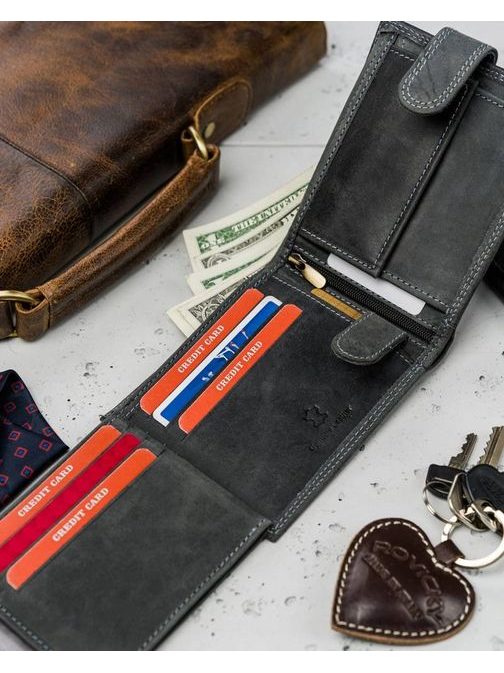 Fekete bőr pénztárca Wild