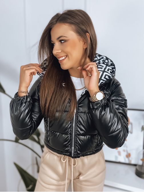 Fekete kétoldalas női steppelt kabát Hermes