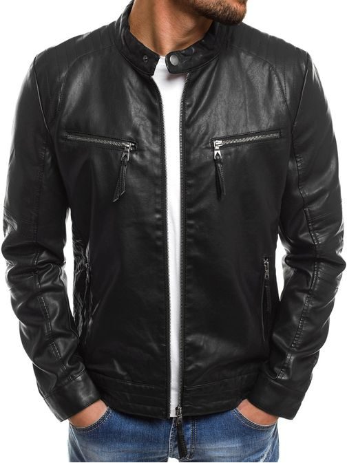 Stílusos fekete öko bőr dzseki NATURE 5011/18