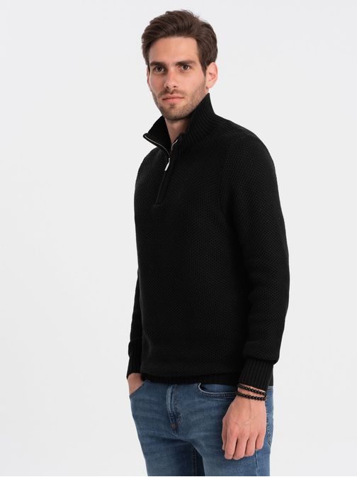Elegáns pulóver fekete színben  V3 SWZS-0105