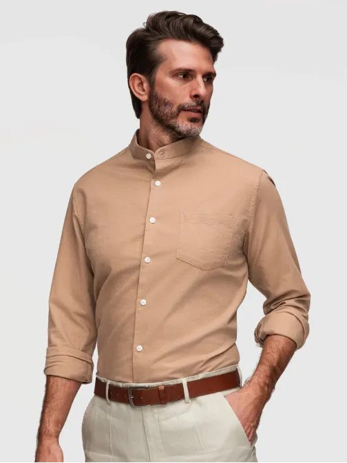 Világosbarna ing, normál szabású V7 K704