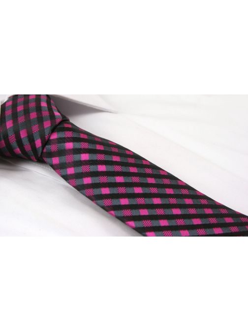Fekete rózsaszín kockás nyakkendő - Legyferfi.hu