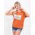 Divatos narancssárga női póló lenyomattal SLR026