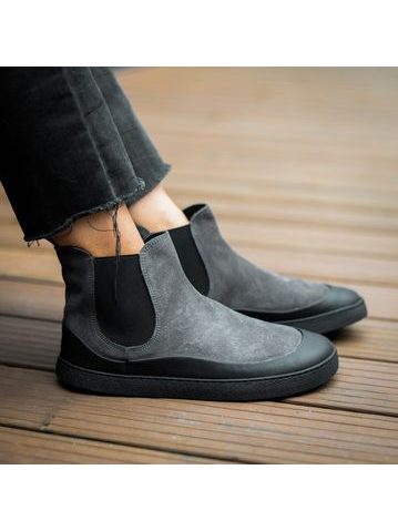 GROUNDIES SIENNA WOMEN Grey Black | Damen Barfuß Chelsea Boots