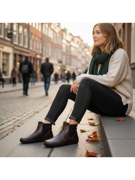 BE LENKA ENTICE NEO Dark Brown & Black | Damen Barfuß Chelsea Boots