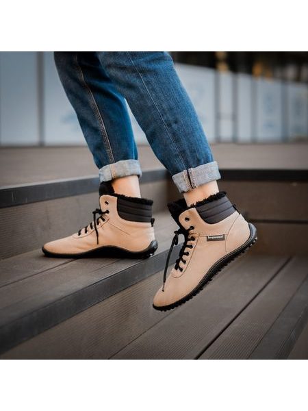 LEGUANO KOSMO Sand | Ankle-Height Insulated Barefoot Boots