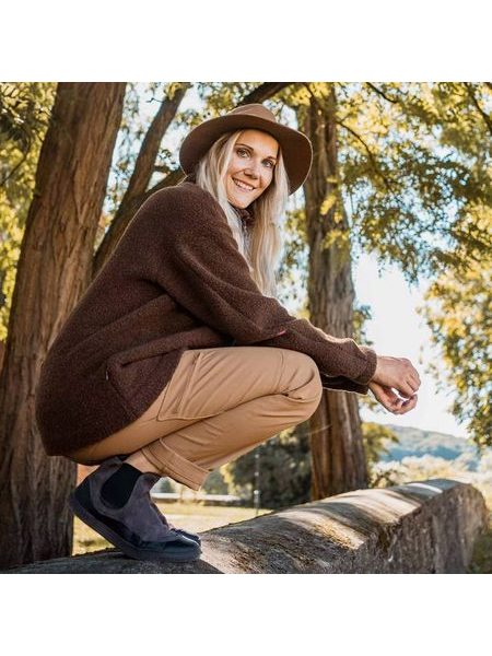 GROUNDIES SIENNA WOMEN Grey Black | Damen Barfuß Chelsea Boots