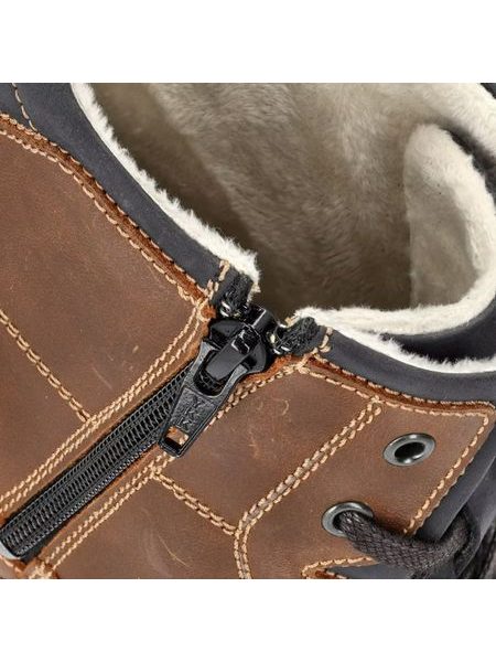 GROUNDIES AUSTIN Cognac/Navy | Herren Winter Barfußschuhe gefüttert