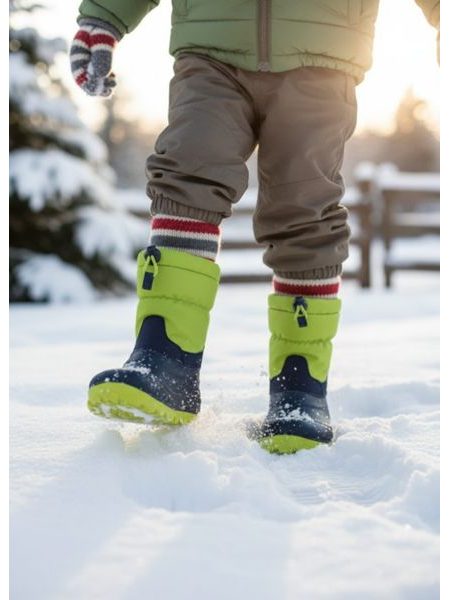 CRAVE SNOWSTORM Navy/Lime | Children's Winter Insulated Boots