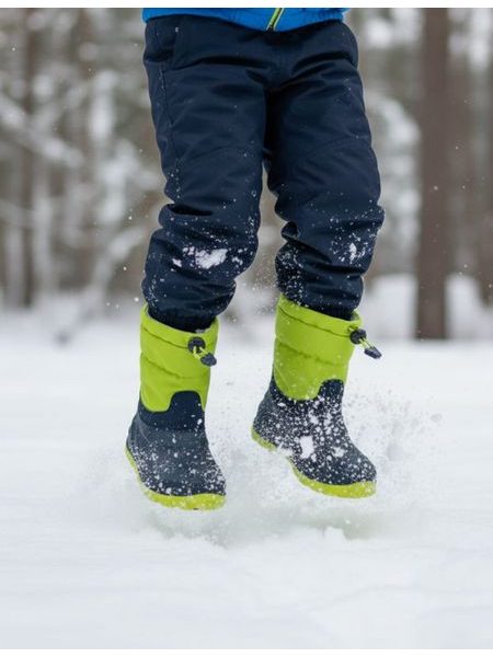 CRAVE SNOWSTORM Navy/Lime | Children's Winter Insulated Boots