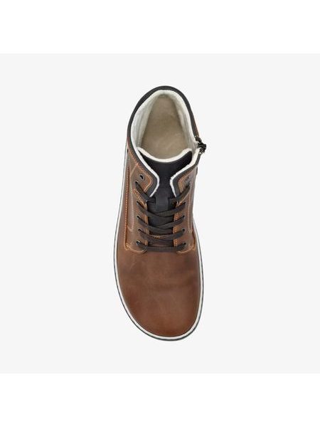 GROUNDIES AUSTIN Cognac/Navy | Herren Winter Barfußschuhe gefüttert