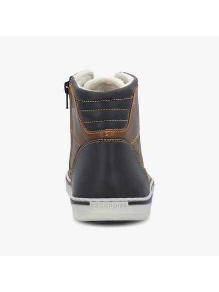 GROUNDIES AUSTIN Cognac/Navy | Herren Winter Barfußschuhe gefüttert