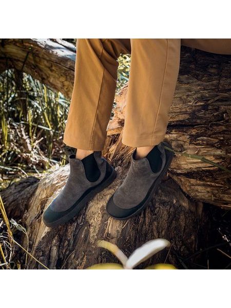 GROUNDIES SIENNA WOMEN Grey Black | Damen Barfuß Chelsea Boots