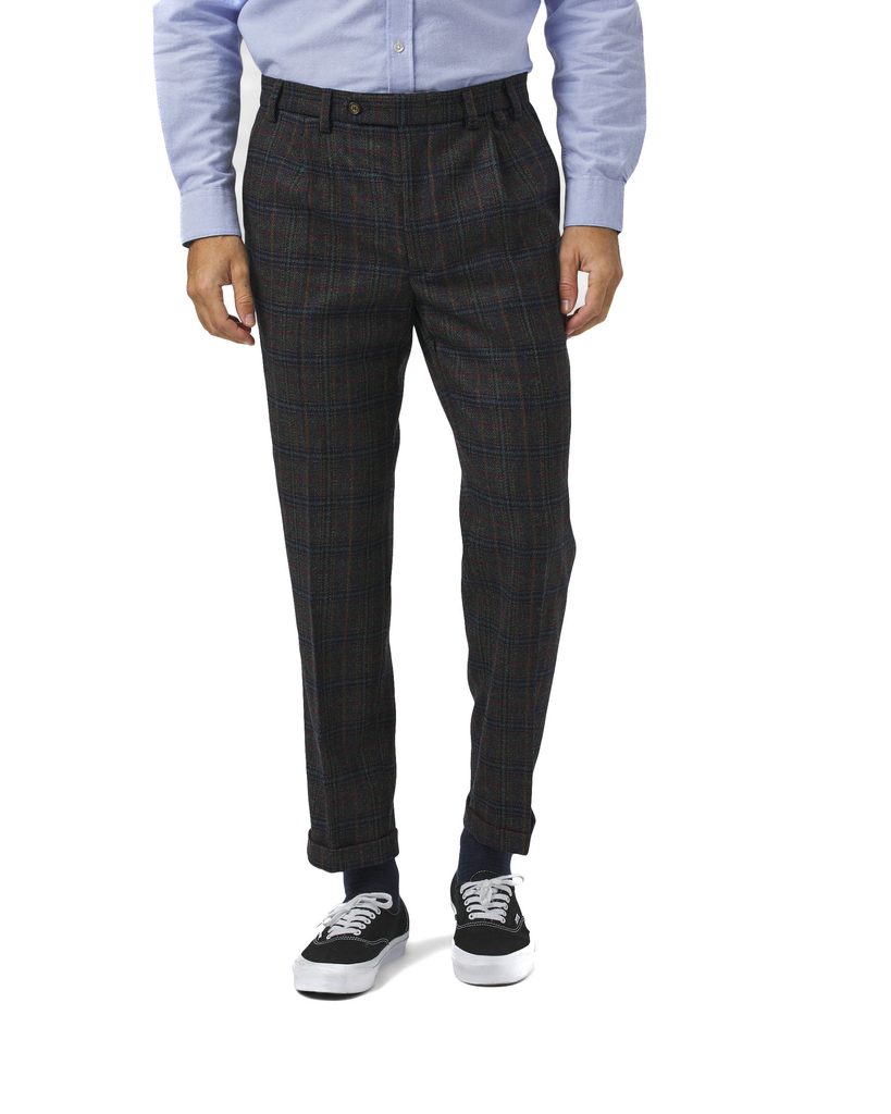 Gentleman Store - Csíkos gyapjú nadrág Portuguese Flannel Midnight Wool  Trousers - Portuguese Flannel - Nadrágok - Ruházat
